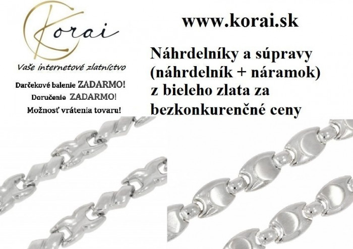 Náhrdelníky a súpravy z bieleho zlata KORAI